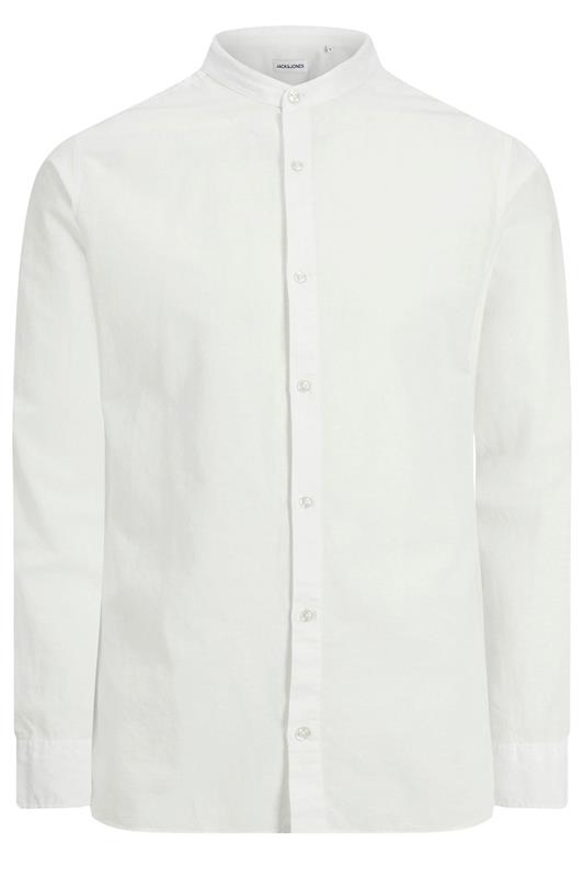 JACK & JONES Big & Tall White Long Sleeve Linen Shirt | BadRhino 1