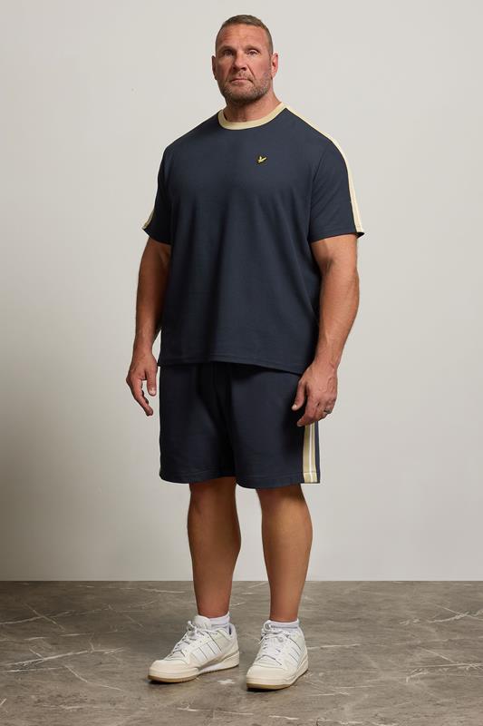 LYLE & SCOTT Big & Tall Navy Blue Contrast Taped T-Shirt 3