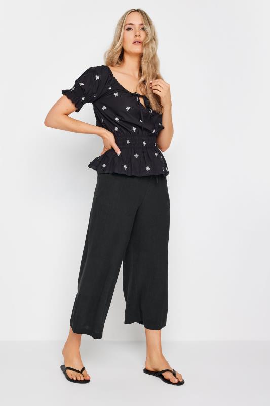 LTS Tall Women's Black Linen Cropped Trousers | Long Tall Sally  1