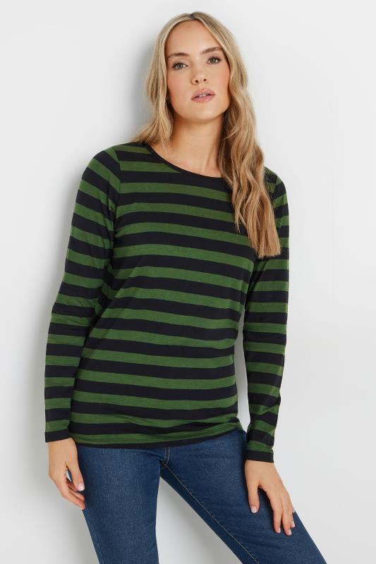 Tall  LTS Tall Black & Khaki Green Long Sleeve T-Shirt Top