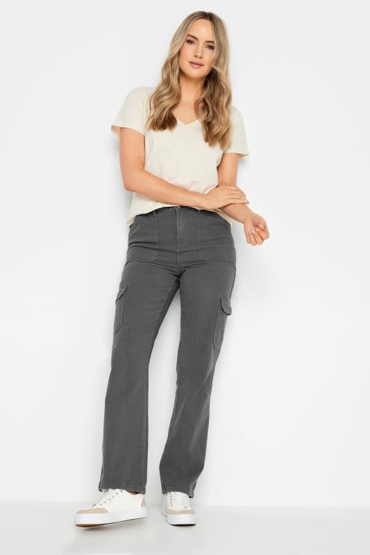 LTS Tall Womens Grey Straight Leg Cargo Jeans | Long Tall Sally 1