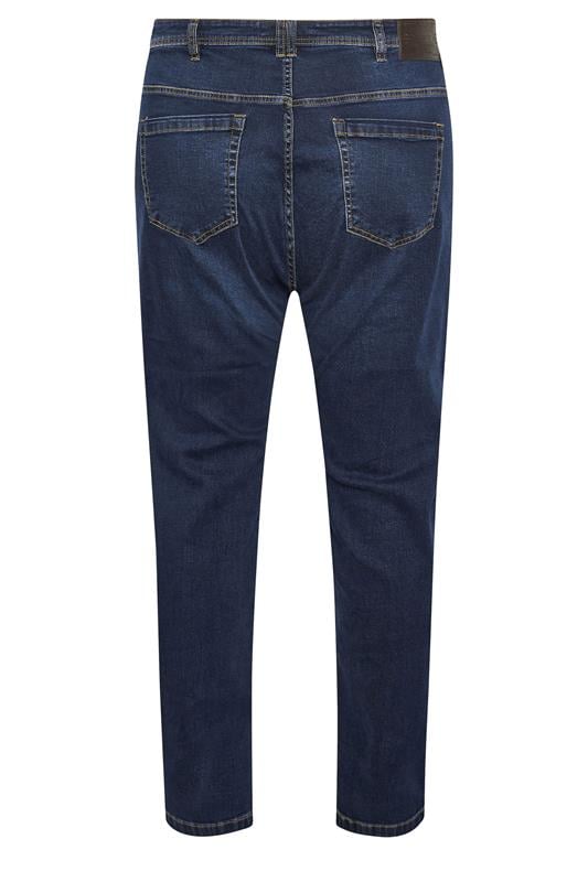 D555 Big & Tall Blue Blue Tapered Stretch Jeans | BadRhino 4