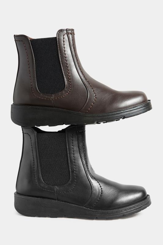 Black Wedge Chelsea Boots In Wide E Fit & Extra Wide EEE Fit | Yours Clothing 6