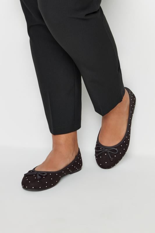 Diamante Detail Ballet Pumps In Extra Wide EEE Fit 1