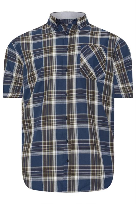 KAM Big & Tall Navy Blue Check Shirt | BadRhino 4