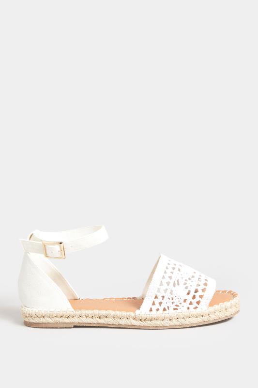 LTS White Espadrille Sandals In Standard Fit| Long Tall Sally  3