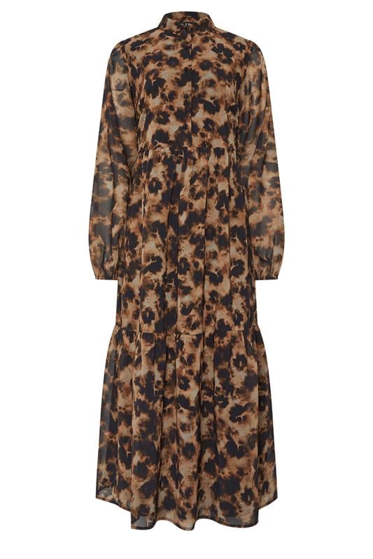 LTS Tall Brown Marble Sheer Tiered Dress | Long Tall Sally 6