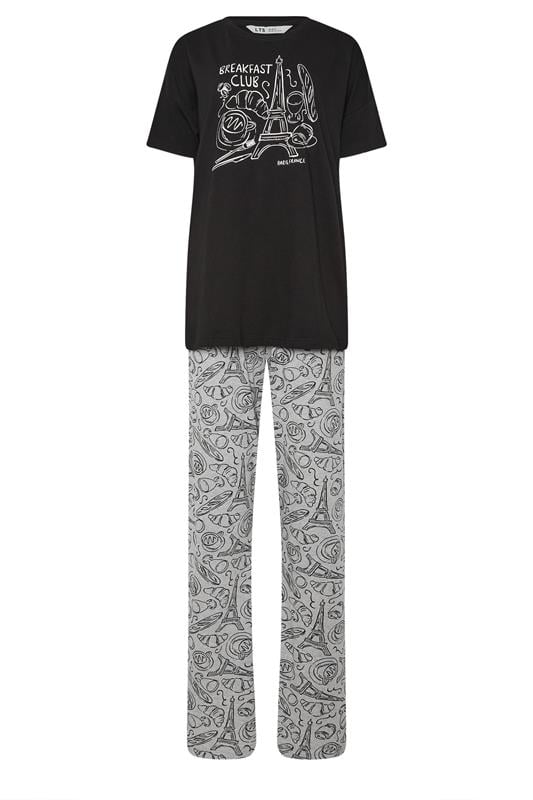 LTS Tall Women's Black 'Breakfast Club' Wide Leg Pyjama Set | Long Tall Sally 5