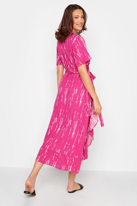 LTS Tall Women's Pink Tie Dye Ruffle Wrap Maxi Dress | Long Tall Sally 3