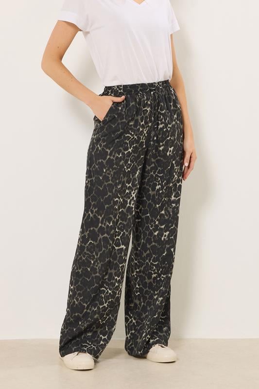 LTS Tall Women's Grey Leopard Print Wide Leg Trousers | Long Tall Sally 2
