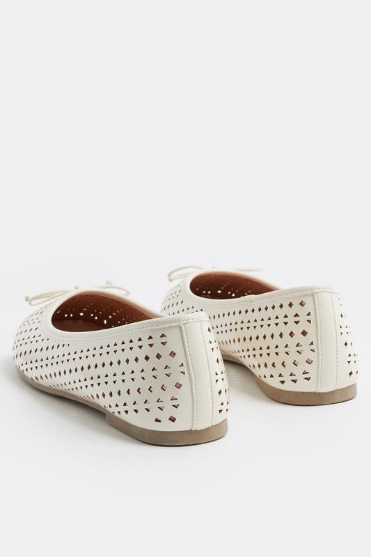 Ivory White Faux Leather Cut Out Ballet Pumps In Wide E Fit | Yours Clothing 3