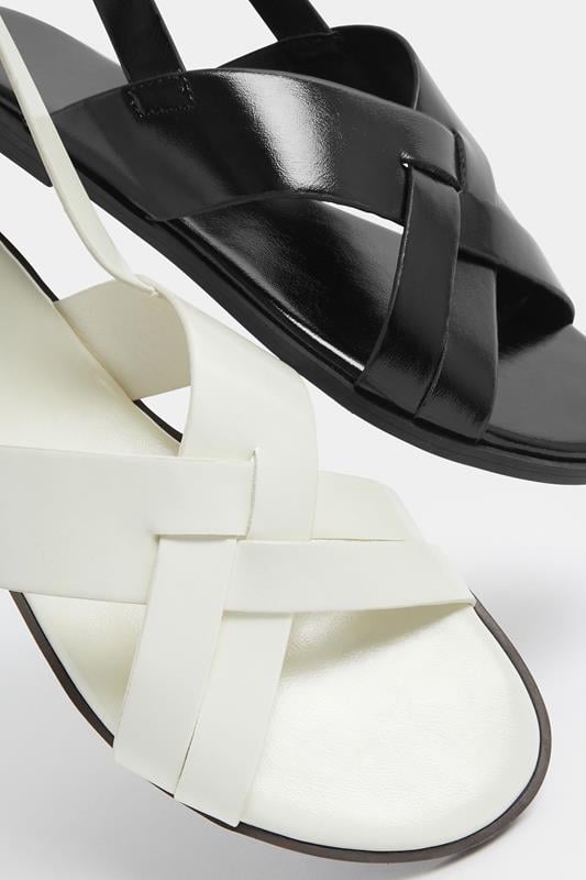 White Faux Leather Cross Over Strap Sandals In Wide E Fit | Yours Clothing 5