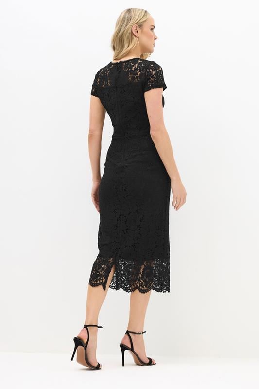 LTS Tall Women's Black Lace Fitted Midi Dress | Long Tall Sally 3