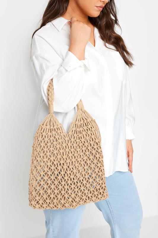 Plus Size  Yours Brown Crochet Beach Bag