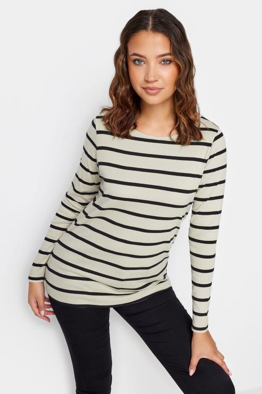 LTS Tall 2 PACK Stone Brown & Black Stripe Long Sleeve Cotton T-Shirt | Long Tall Sally  3