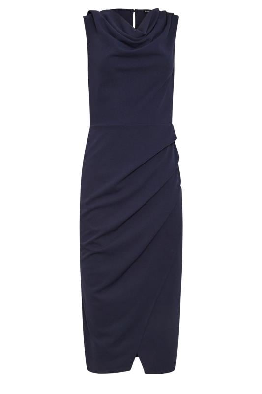 LTS Tall Women's Navy Blue Cowl Neck Wrap Dress | Long Tall Sally 5