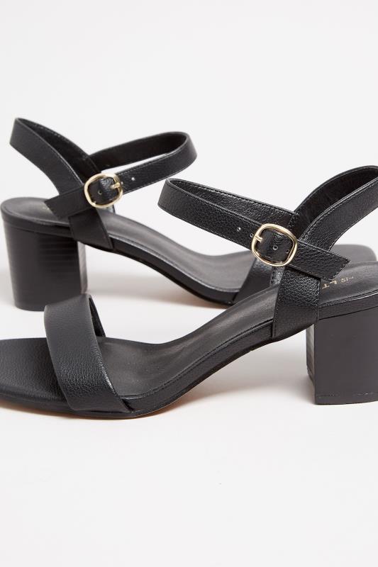 LTS Black Faux Leather Block Heel Sandal In Standard Fit | Long Tall Sally 5