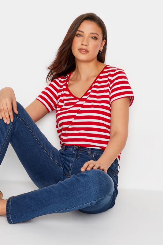 LTS Tall Women's Red Stripe V-Neck T-Shirt | Long Tall Sally 5