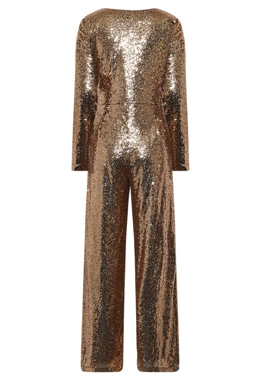 LTS Tall Gold Sequin Embellished Wide Leg Jumpsuit | Long Tall Sally 6