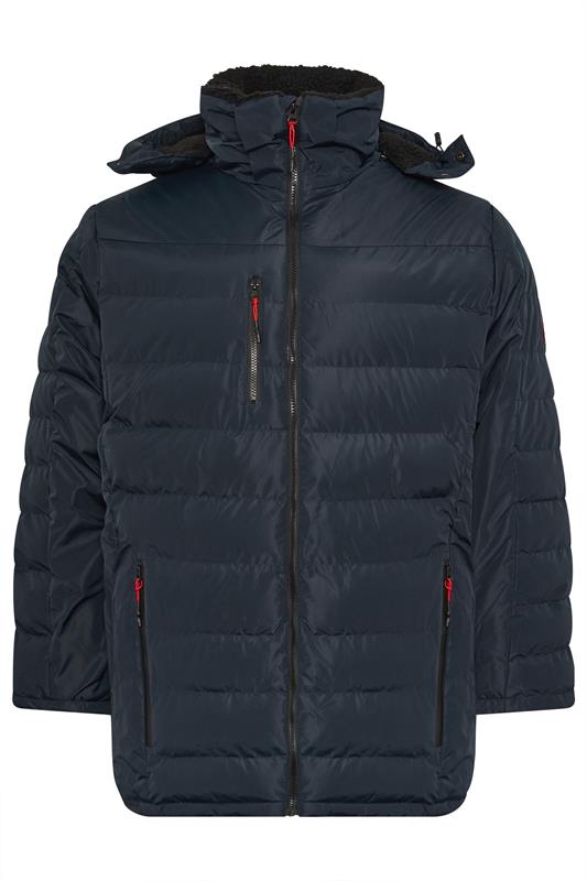 D555 Big & Tall Navy Blue Sherpa Lined Puffer Jacket | BadRhino 4