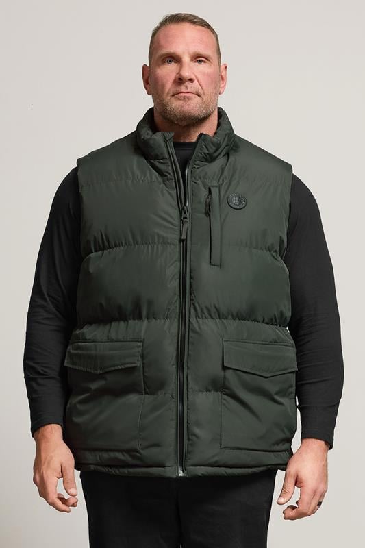 Men's  BadRhino Big & Tall Dark Green Zip Through Gilet