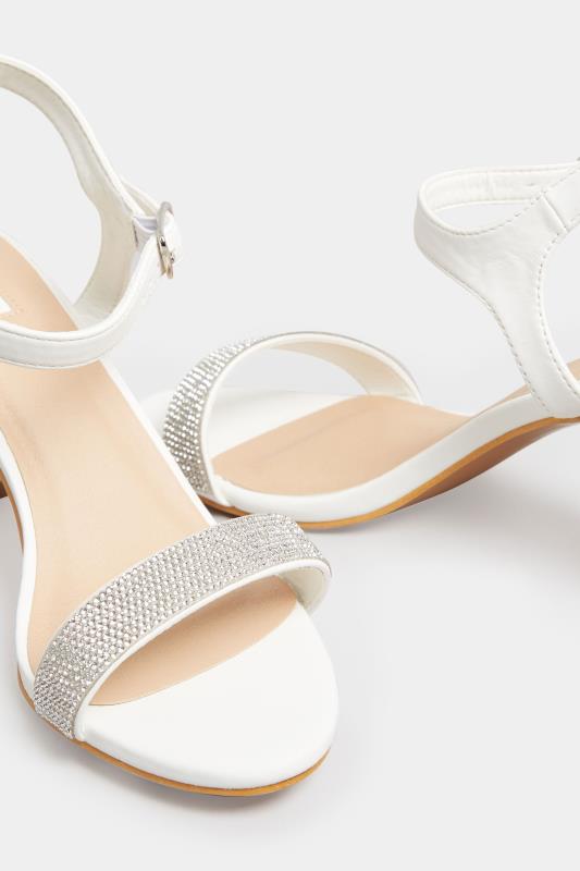 White Diamante Block Heel Sandal Wide E Fit & Extra Wide EEE Fit | Yours Clothing 5