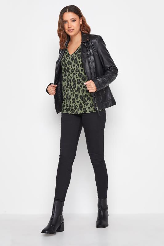 LTS Tall Women's Khaki Green Faux Leather Leggings, Long Tall Sally