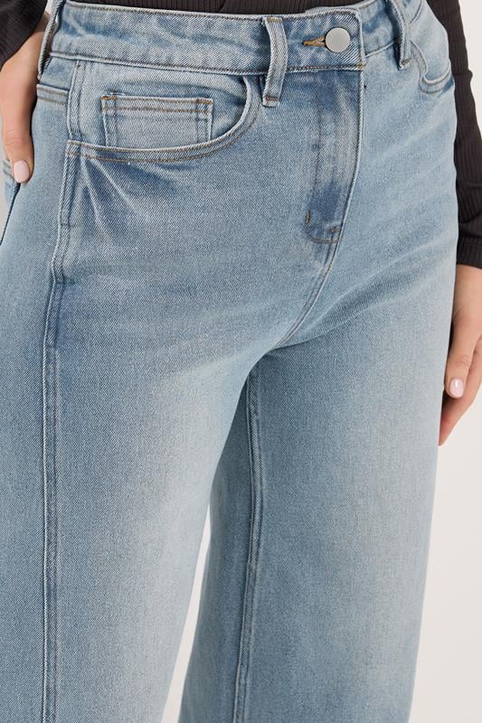 LTS Tall Women's Mid Blue Twist Seam Wide Leg Jeans | Long Tall Sally 5