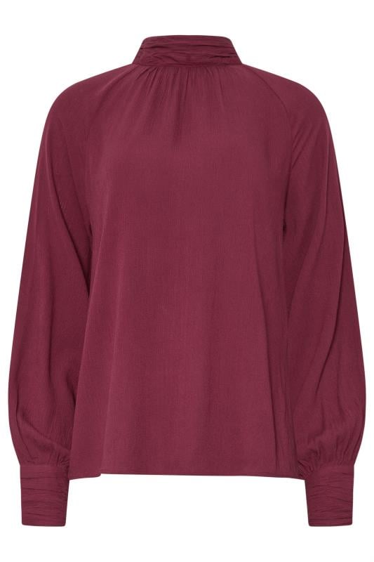 LTS Tall Burgundy Red High Neck Crinkle Top | Long Tall Sally 5