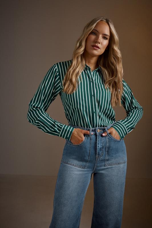 LTS Tall Women s Green Striped Long Sleeve Shirt Long Tall Sally