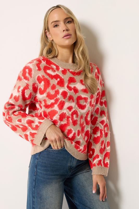  LTS Tall Red Leopard Print Knitted Jumper