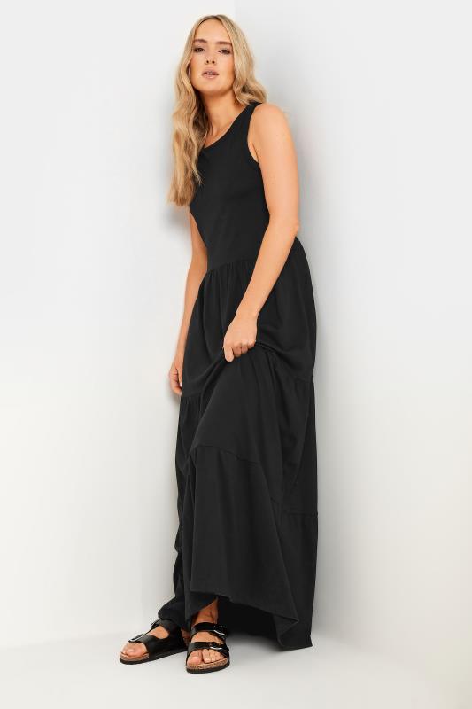LTS Tall Women's Black Tiered Sleeveless Maxi Dress | Long Tall Sally  1
