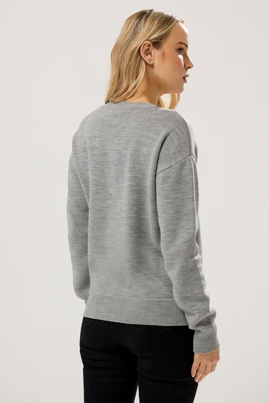 LTS Tall Grey 'Martini Club' Knitted Slogan Jumper | Long Tall Sally 3