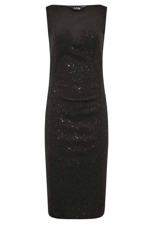 LTS Tall Women's Black Glitter Notch Neck Midi Dress | Long Tall Sally 6