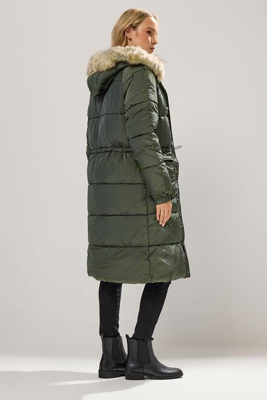 LTS Tall Khaki Green Padded Midi Coat | Long Tall Sally 4