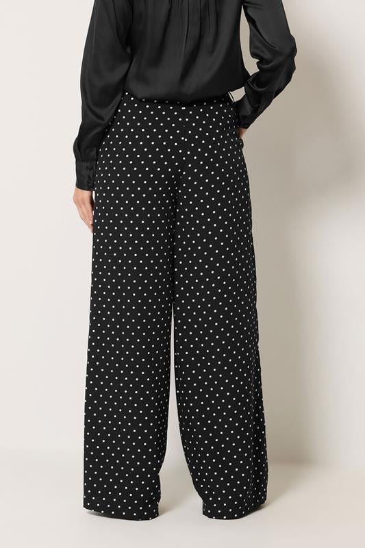 LTS Tall Women's Black Polka Dot Print Wide Leg Trousers | Long Tall Sally 4