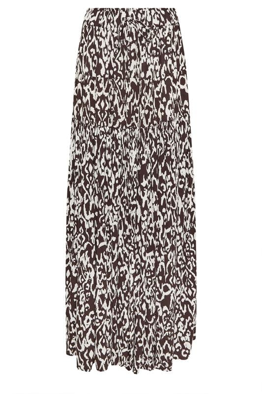 LTS Tall Women's Chocolate Brown Abstract Tiered Maxi Skirt | Long Tall Sally 5