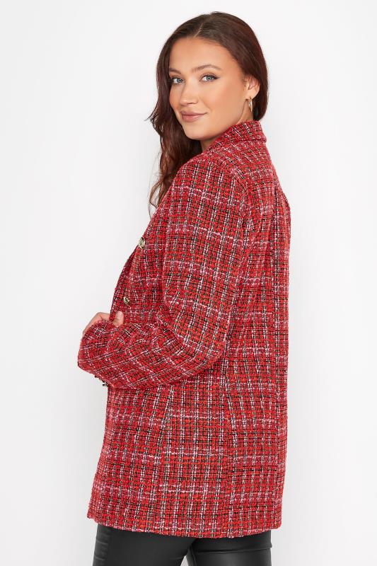 LTS Tall Womens Red & Pink Check Boucle Blazer  | Long Tall Sally  3