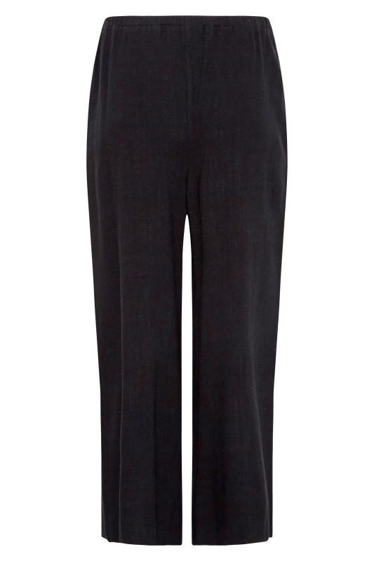 LTS Tall Women's Black Linen Tie Waist Cropped Trousers | Long Tall Sally  6