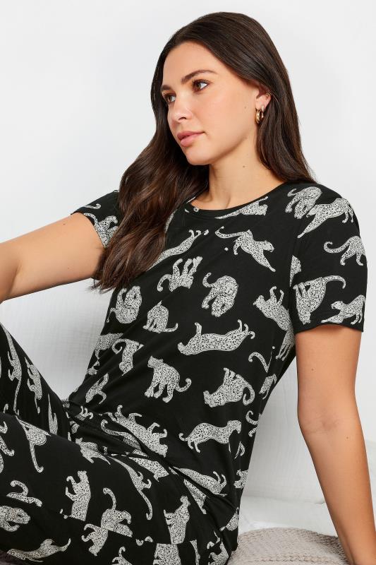 LTS Tall Womens Black Animal Print Tapered Leg Pyjama Set | Long Tall Sally 5