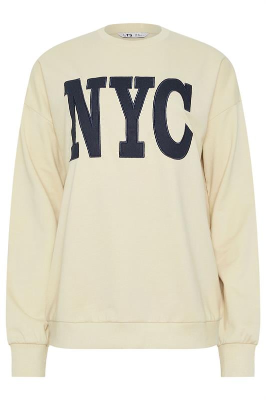 Tall  LTS Tall Beige Brown 'NYC' Applique Slogan Sweatshirt