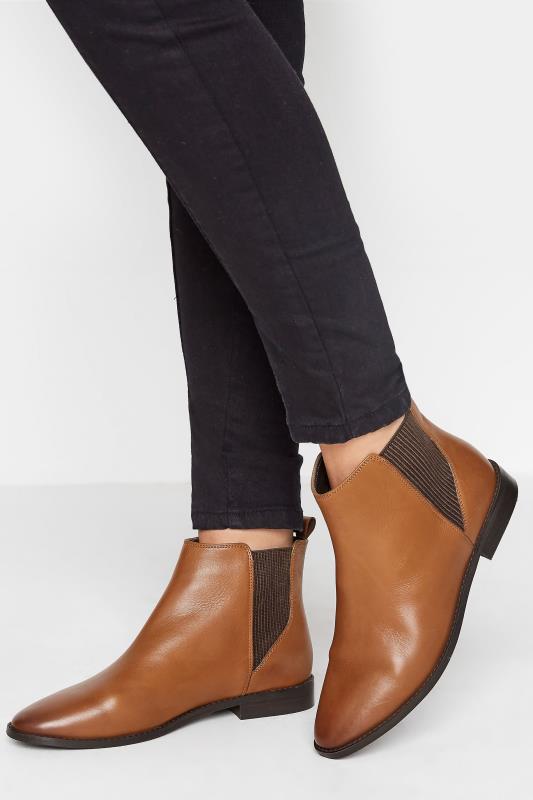 Tall  LTS Brown Leather Chelsea Boots In Standard D Fit