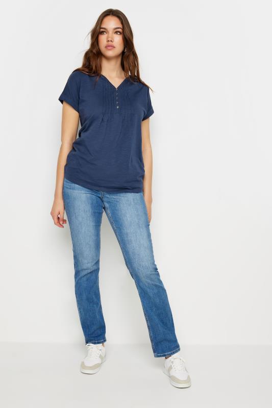 LTS Tall Women's Navy Blue Cotton Henley T-Shirt | Long Tall Sally 6