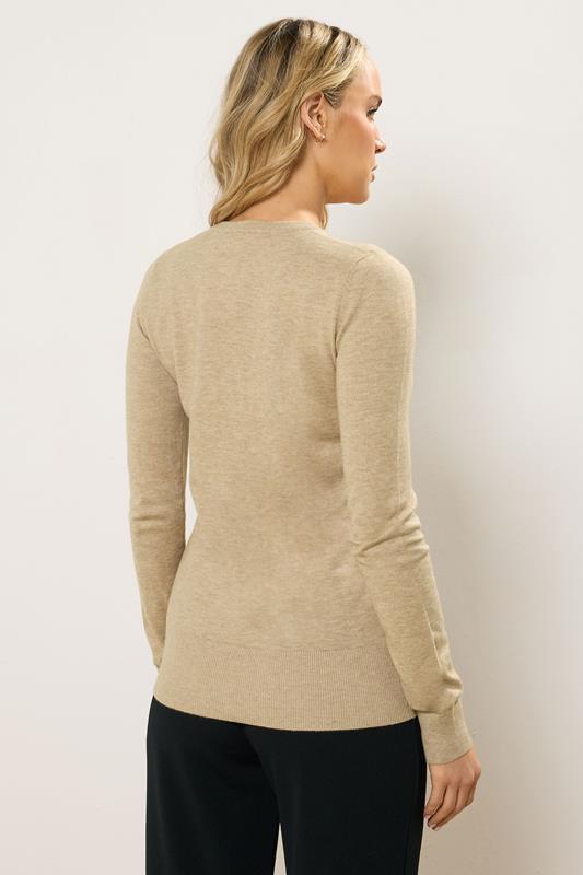 LTS Tall Neutral Brown Crew Neck Button Cardigan | Long Tall Sally 4