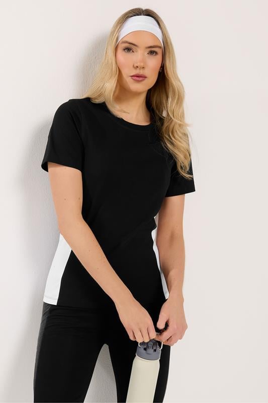 Tall  LTS Tall Black Active Colour Block Short Sleeve Top