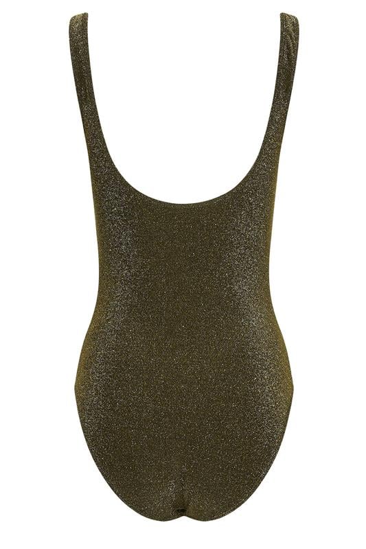 LTS Tall Women's Gold Metallic Square Neck Swimsuit | Long Tall Sally 3