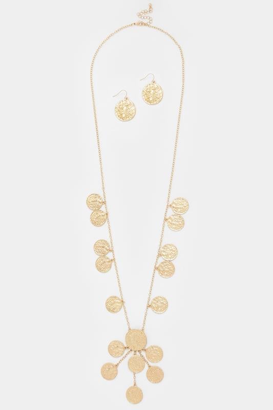  Yours Gold Tone Long Charm Necklace & Earrings Set