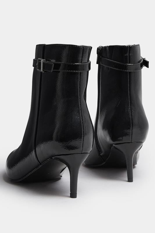 Black Buckle Pointed Toe Kitten Heel Boots In Extra Wide EEE Fit | Yours Clothing 4