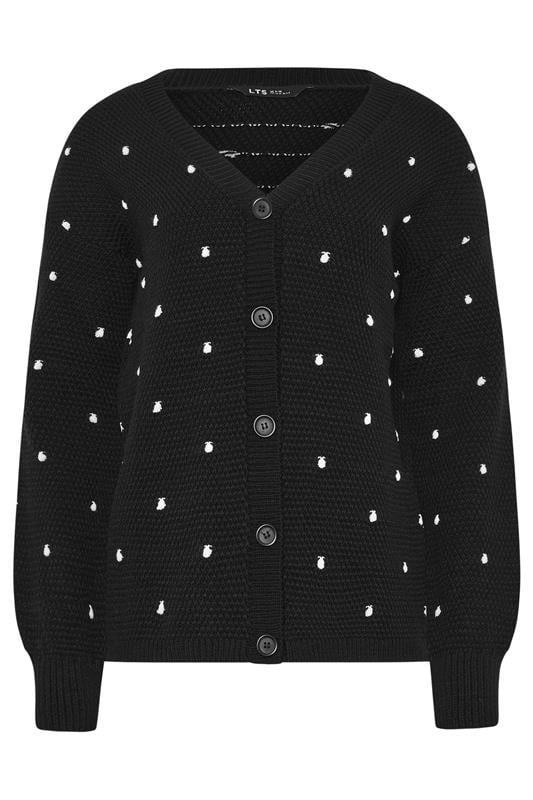Tall  LTS Tall Black & White Polka Dot Cardigan