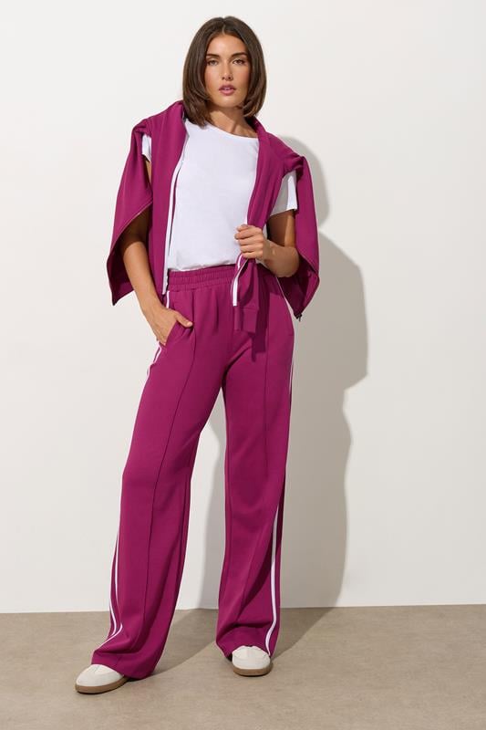 LTS Tall Red Contrast Stripe Wide Leg Trousers | Long Tall Sally 2